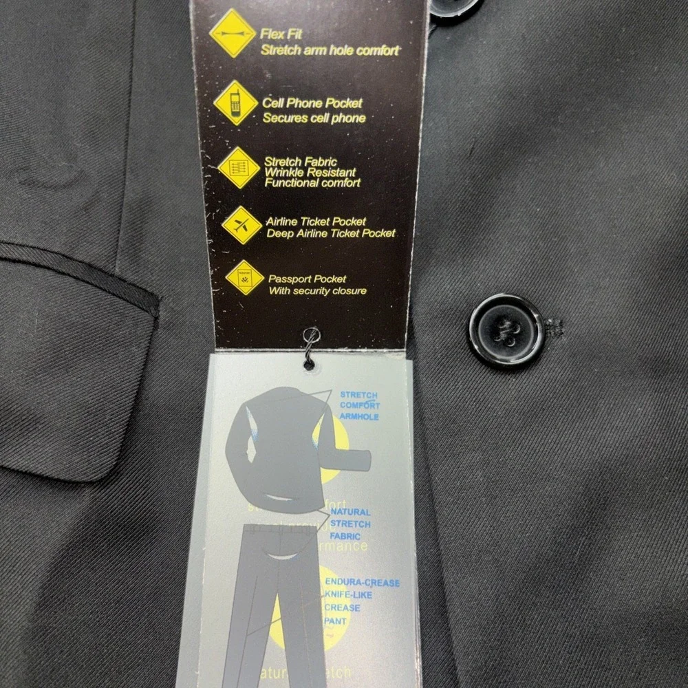 Demantie mens‎ black Modern Tailored Fit Suit jacket size 34R